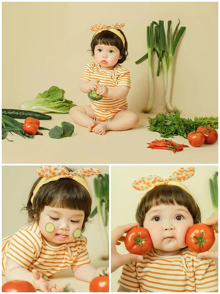 Childrens Photography Clothing Vegetable Theme Baby Hundred Day Photo Weekly Photo Clothing Studio Art Photo bebê  신생아촬영