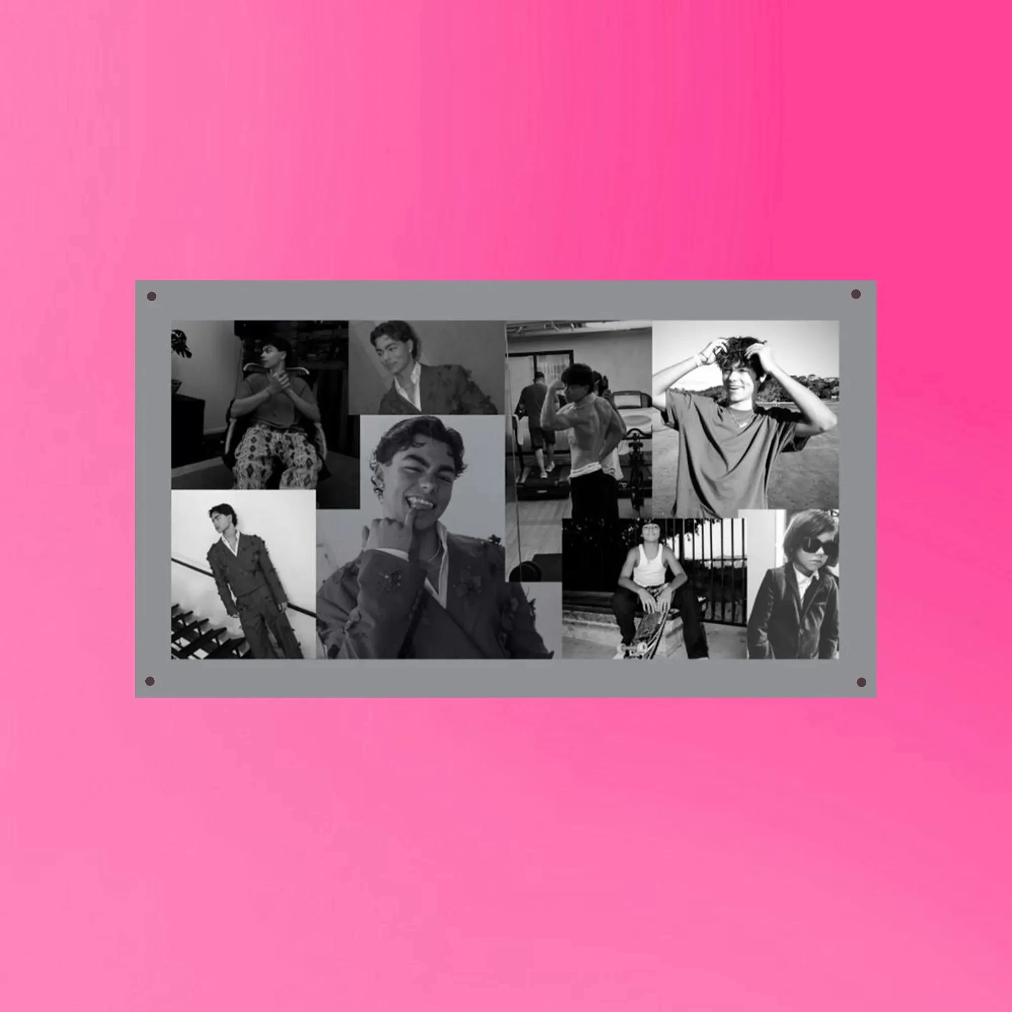Malachi Barton Black & White Aesthetic Collage Tapestry Cute Actor Wall Decor for Teen Crush Dorm Room
