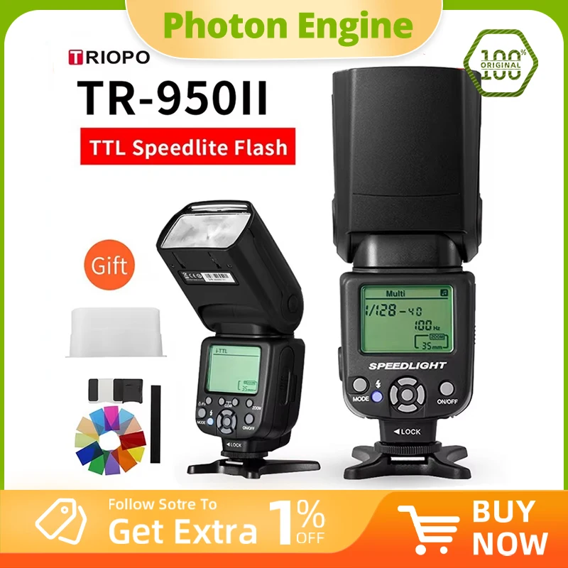 Triopo Flash Light Speedlite TR-950II + G4 2.4G Wireless Transmission For Nikon Canon 650D 550D 450D 1100D 60D 7D 5D Camera