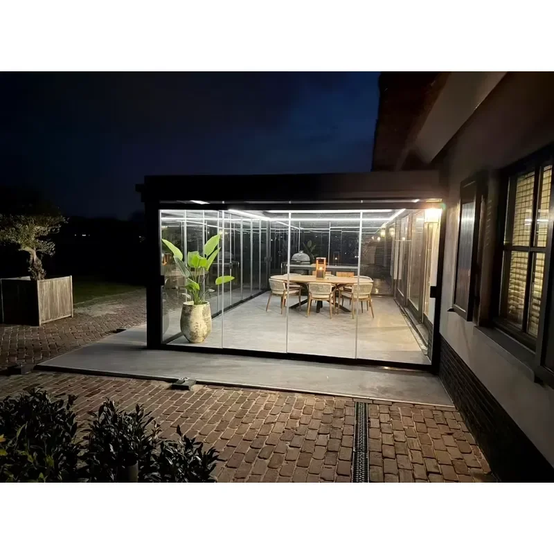 Waterproof Eco-Friendly Powder Coated Modern Aluminium Motorized Bioclimatic Free Standing Balcony Retractable UV Protection
