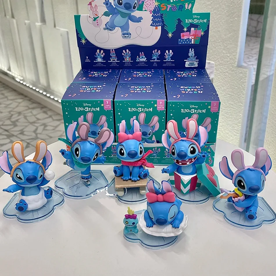 Miniso disney stitch figura brinquedo conjunto anime ponto estatuetas de ação presente natal e bonecas casa festa fornecimento decoração brinquedos