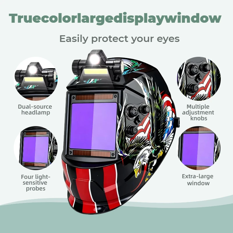 

Big View Eara 4 Arc Sensor Solar Auto Darkening Welding Helmet DIN5-DIN13 TIG MIG MMA True Color Welder Cap