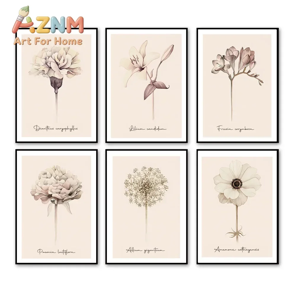 2026 Beige Dandelion Plant Flower Minimalism Poster Aesthetics Prints Wall Art Painting on Canvas Boho Gallery Living Room Home