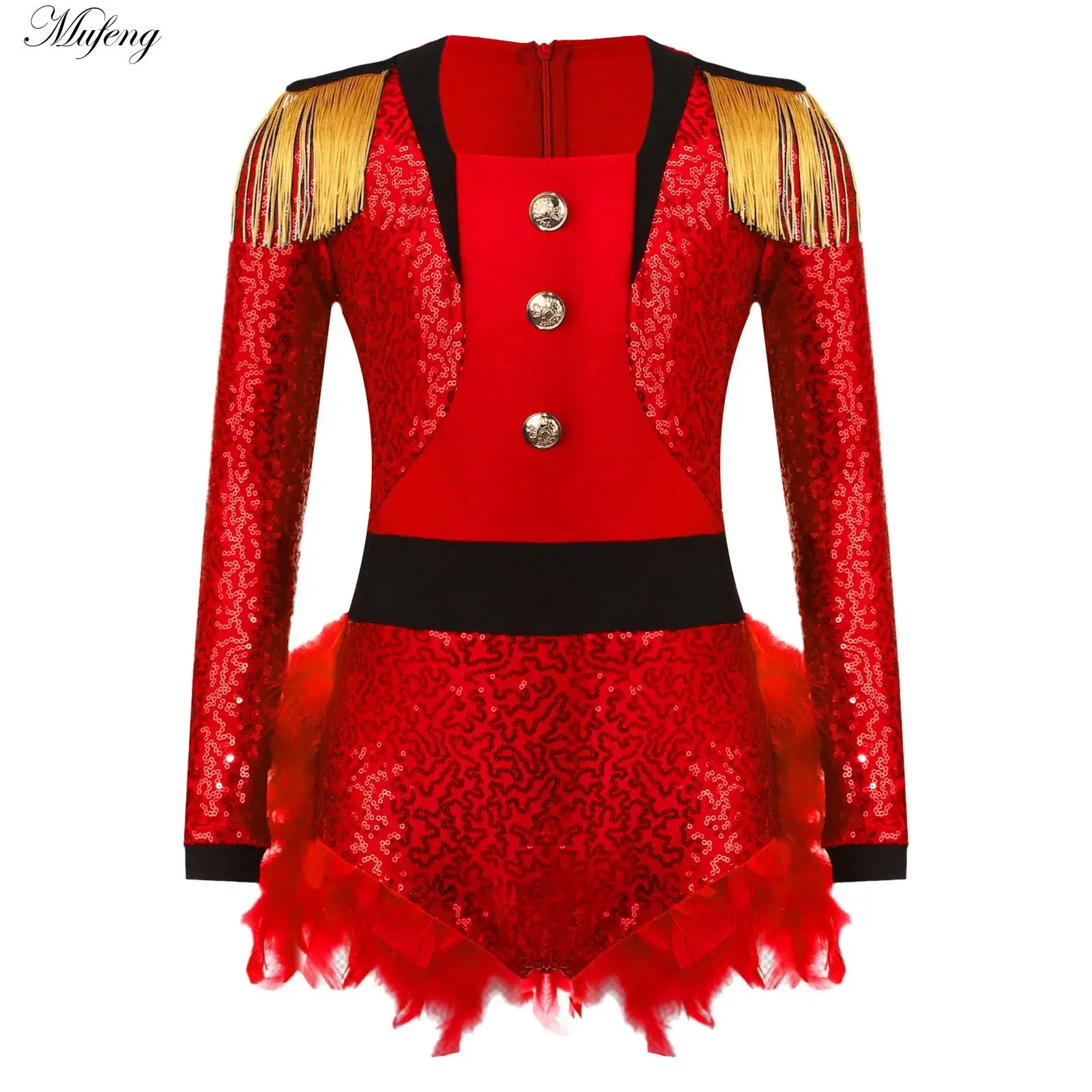 

Girl Halloween Nutcrackers Costume Circus Ringmaster Cosplay Royal Honor Guard Party Uniform Outfit Sequine Feather Tutu Leotard