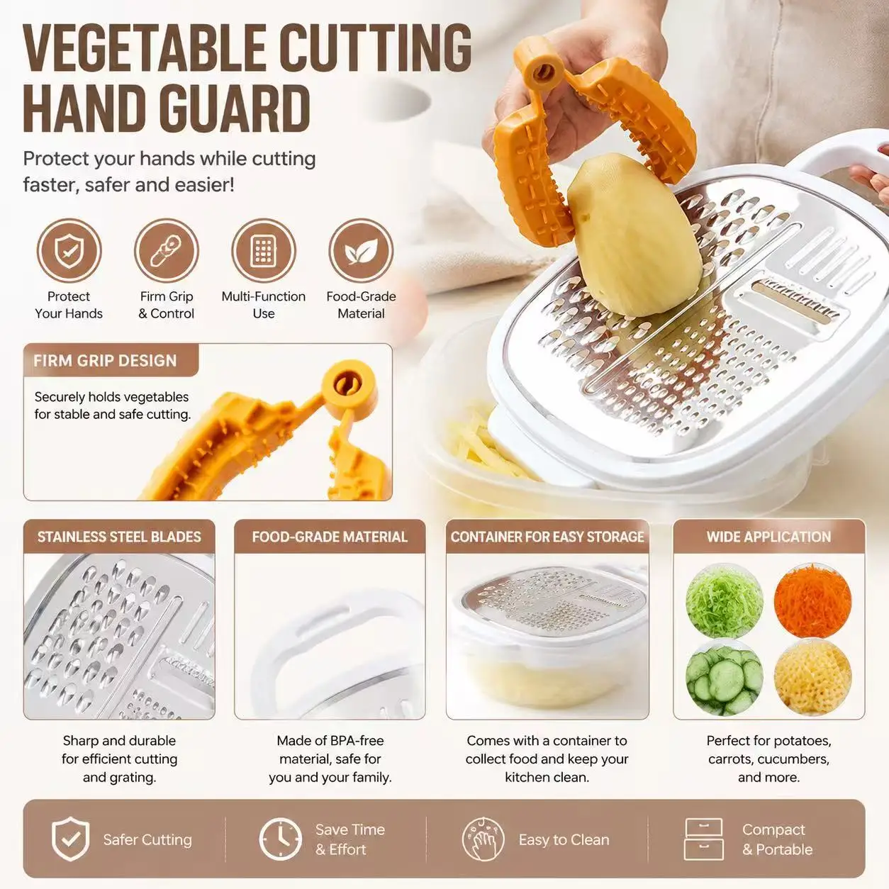 Anti-Cut Finger Guard for Kitchen, Vegetable Cutting Safety Holder, Hand Protection Tool for Slicing Potatoes, Carrots and More