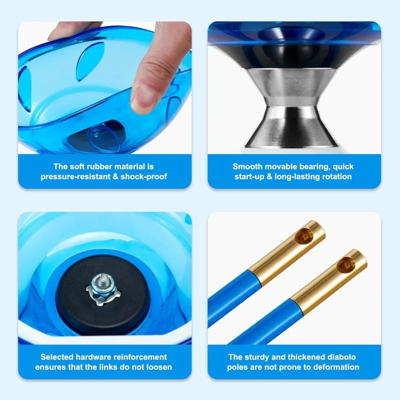 مجموعة ديابولو الصينية المحمولة يويو ديابولو معدات اللياقة البدنية المحمولة للبالغين والأطفال المسنين في الهواء الطلق ممارسة خفة الحركة في الأماكن المغلقة #3