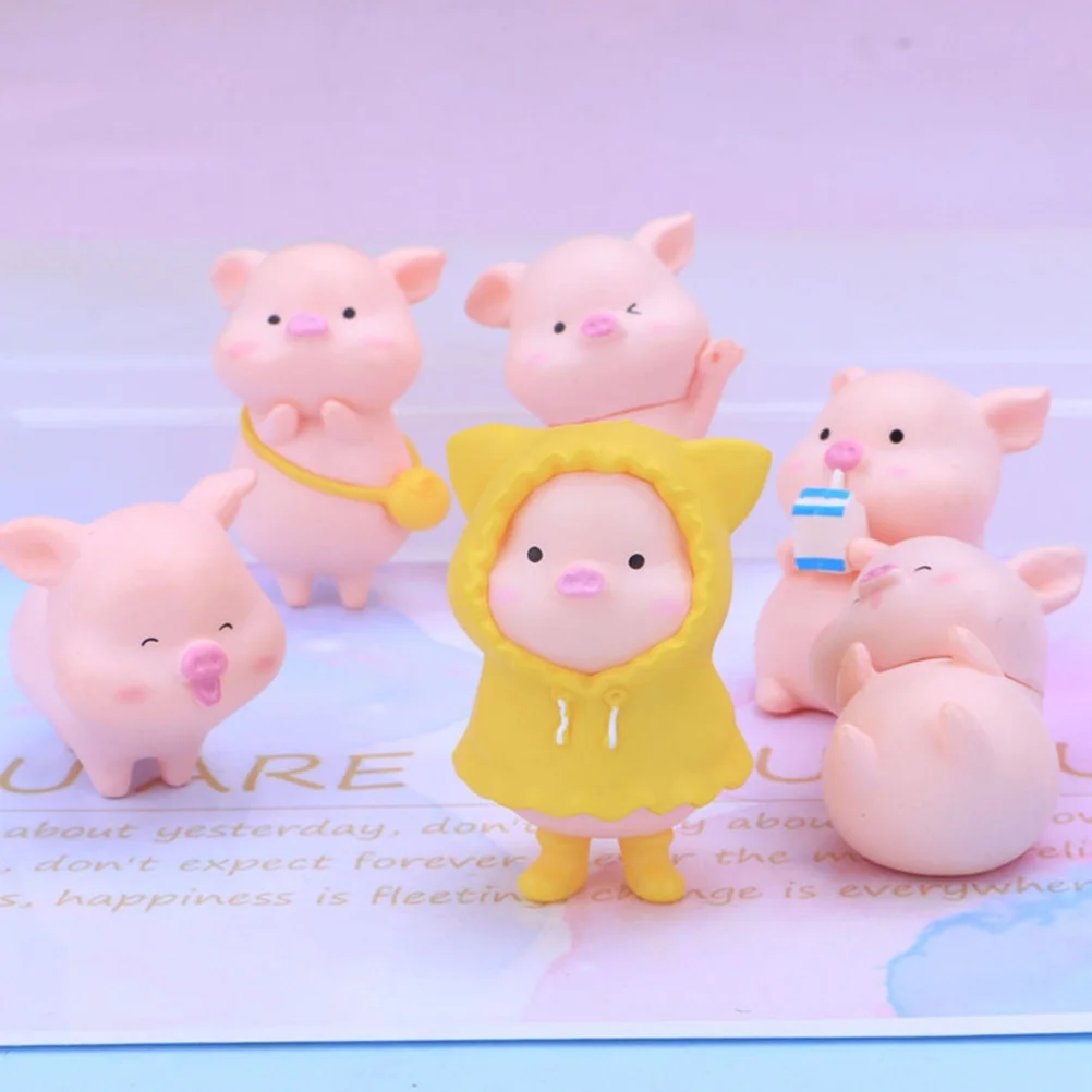 

12pcs Creative Pig Statue Home Decor Piggy Ornament Desktop Decoration Micro Landscape Sculpture Gift Family Photography Prop