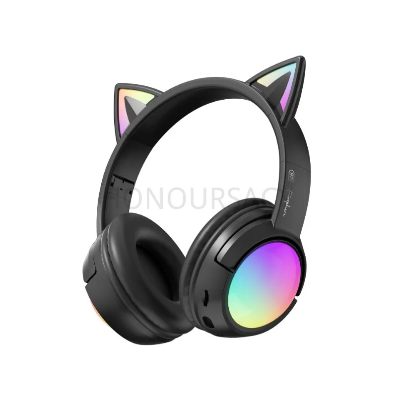 

Беспроводные наушники с кошачьими ушками, Bluetooth 5.4, RGB LED, складные, с шумоподавлением