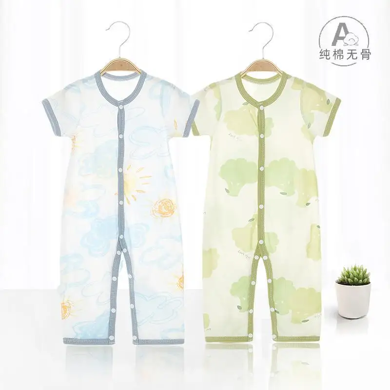 

Baby Clothes Summer Thin Cotton Short-sleeved Trousers Onesie Baby Summer Air-conditioned Clothes Infant Summer Pajamas