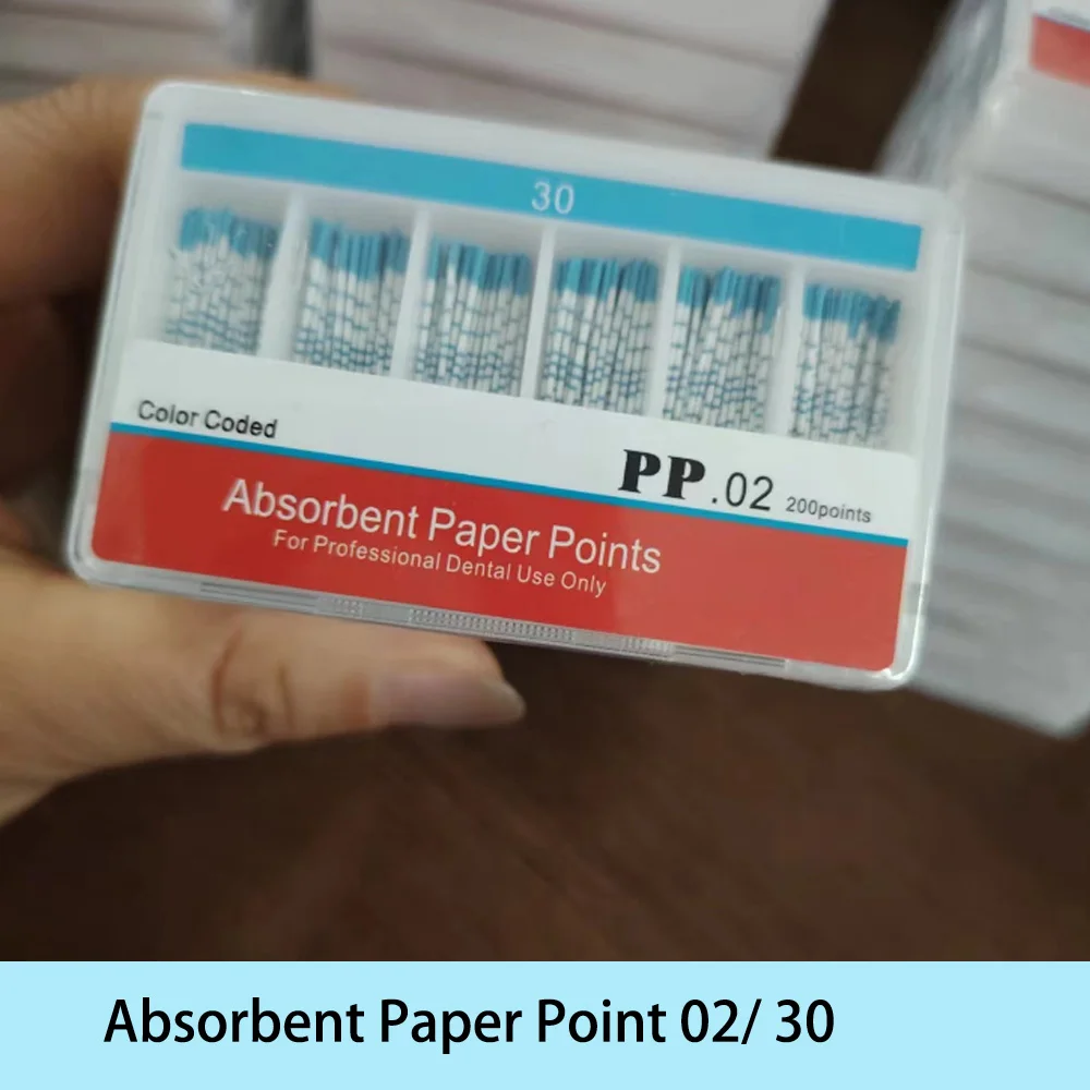 1000pcs /5Boxes Dental Absorbent Paper Points PP.02 Points Taper Dentistry Materials Strong Absorption Pure Cotton Fiber Paper