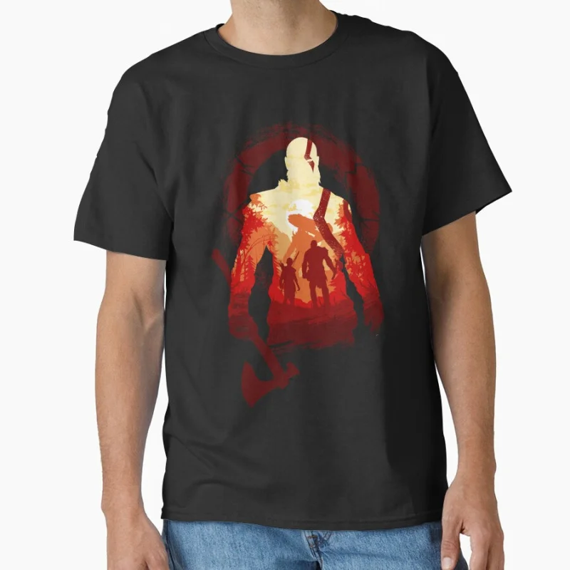 

Adventure of the Gods 80s video game series God of war Kratos The warrior of Norse mythology Sparta T-shirt large size Tops