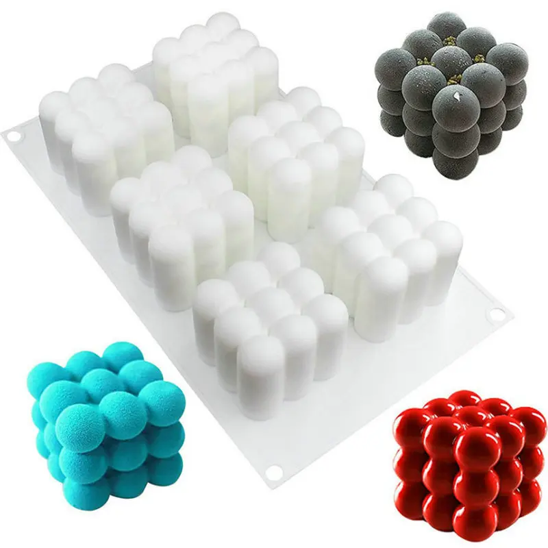 Candle Mold Silicone DIY Cubic Bubble Ball Square Sphere Resin Gypsum Ceramic Mold Halloween Decor Party Gift Home Art Craft