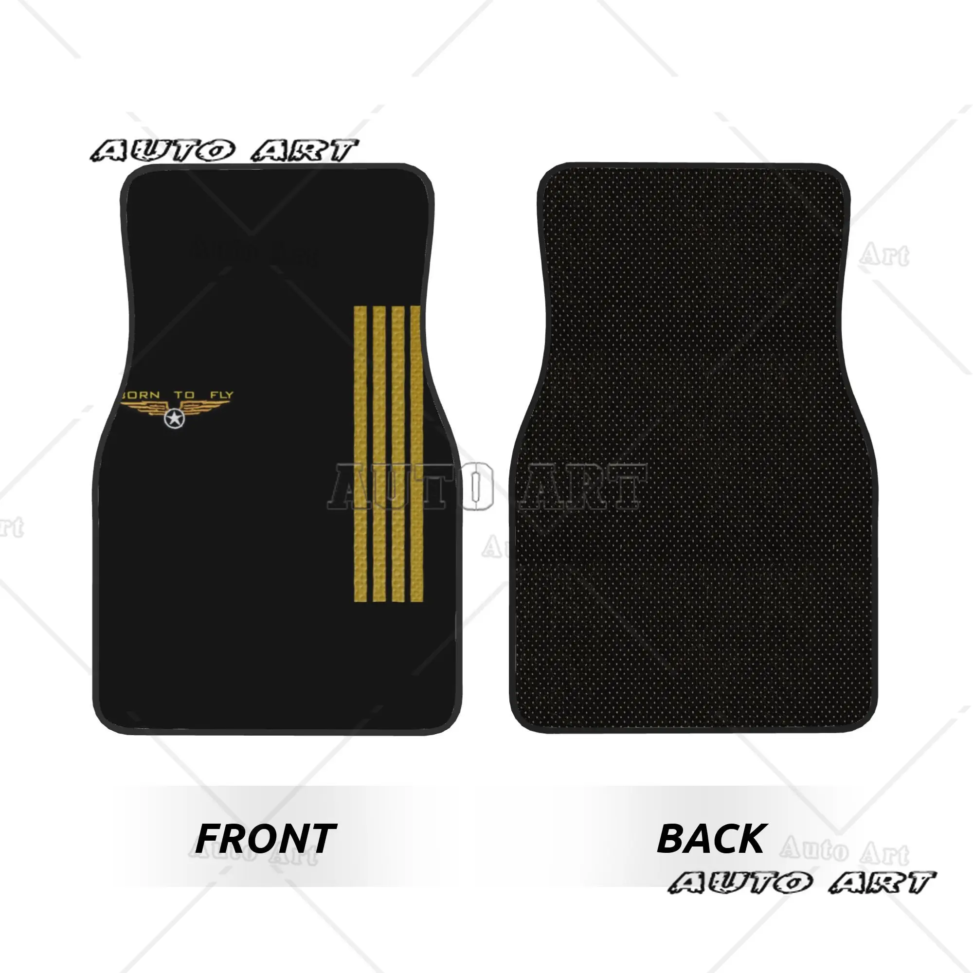 4PCS Crystal Velvet Car Floor Mats Born To Fly Flight Pilot Flying Aviation Aviator Universal Auto Front and Rear Foot Mats