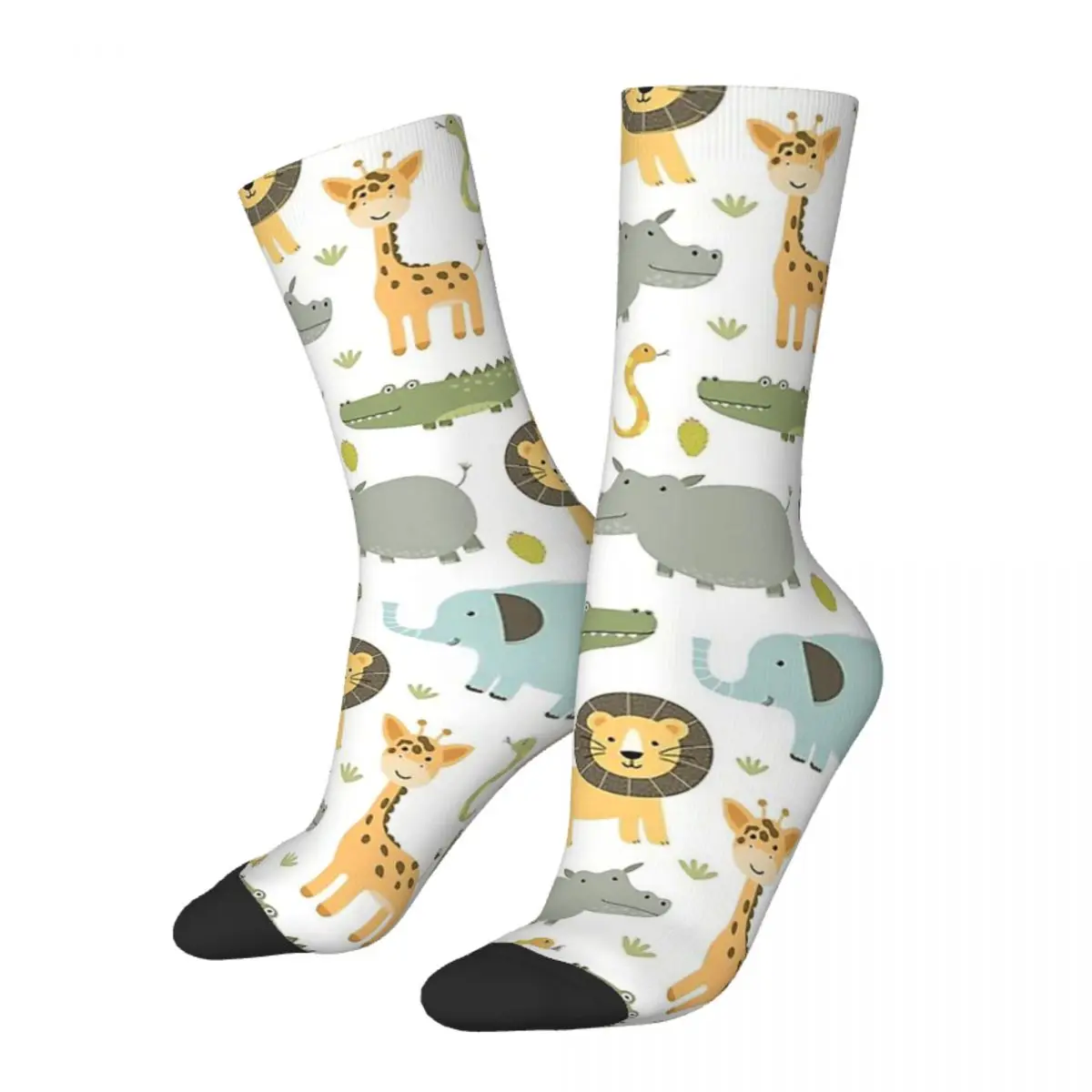 

Crazy Sock for Men Safari African Animals Child Design Hip Hop Harajuku Cute Cartoon Happy Pattern Printed Boys Crew Sock