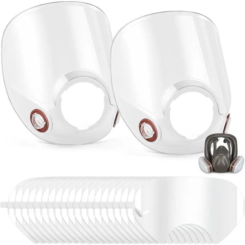 Replacement Parts For 6000 Series Full Face Respirator- Lens Assembly And 20 Pcs Peel Off Lens Cover For 6000 Models