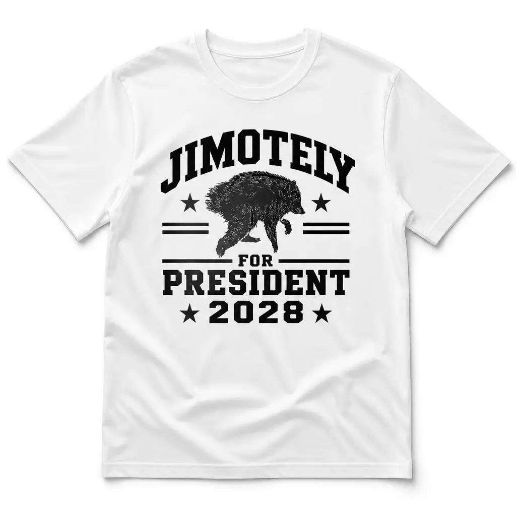 JIMOTHY for President USA 2028 Viral Raccoon Meme T-Shirts for Men Pure Cotton Tees Round Collar Short Sleeve T Shirts