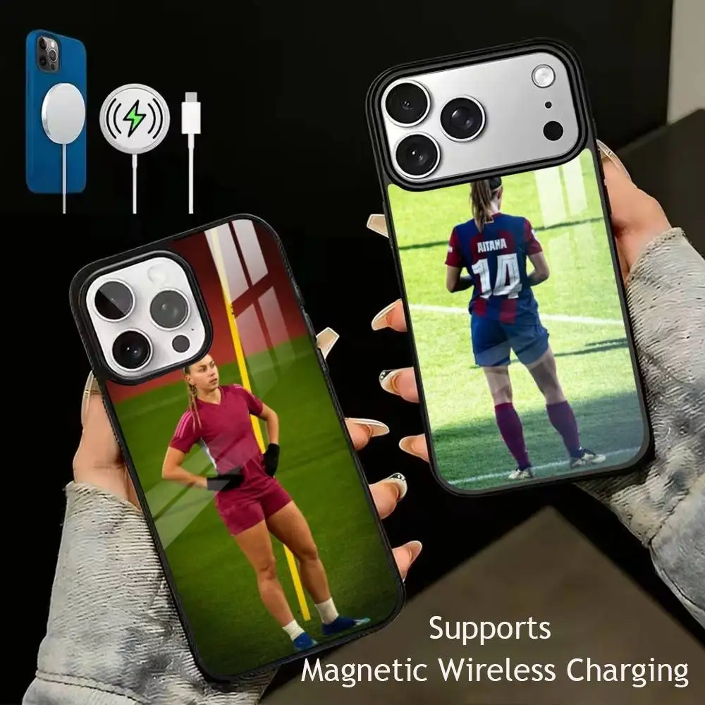 Funda para Teléfono de la Estrella de Fútbol Athenea del Castillo para iPhone 17, 16, 15, 14, 13, 12, 11 Plus, Pro, Compatible con Carga Inalámbrica Magnética