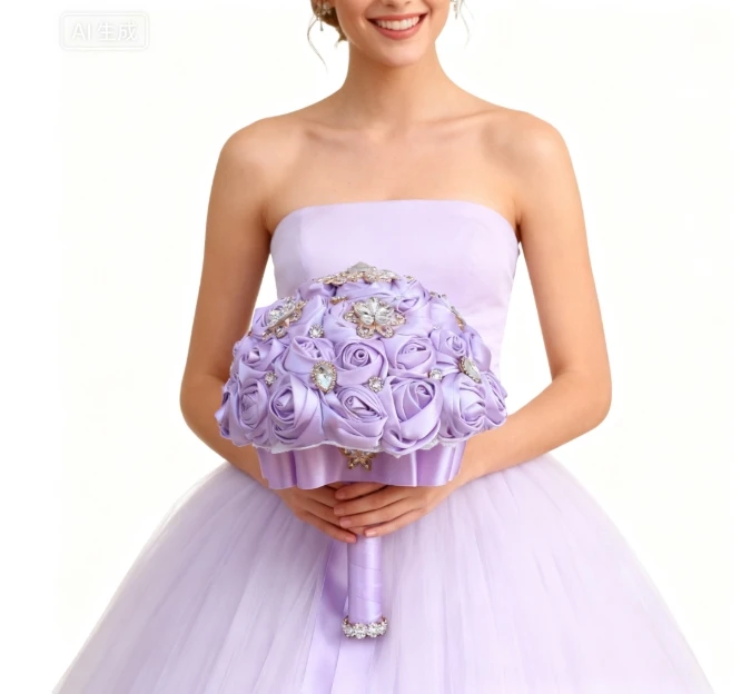 

Purple Best Quality Ivory Brooch Bouquet Wedding Bouquet de mariage Wedding Bouquets Pearl Flowers buque de noiva