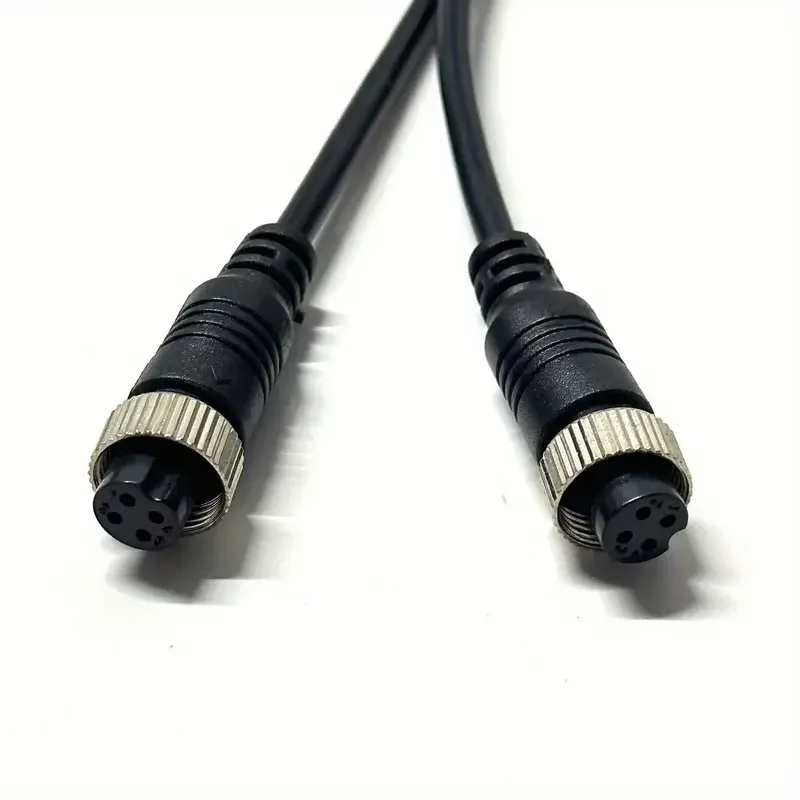 Aviation Head 4Pin Cable 1 Female/Male to 2 Male/Female Aviation Video Splitter Cable Black Color