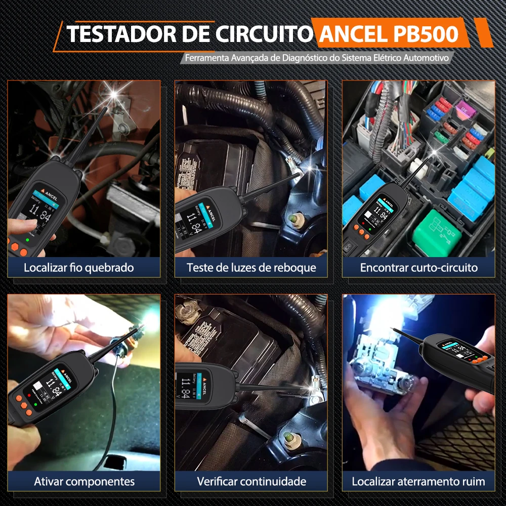 2025 Ancel PB500 Kit tester sonda circuito di alimentazione automobilistico 12/24V Tester di potenza di tensione Auto elettrica breve/apertura interruttore Finder