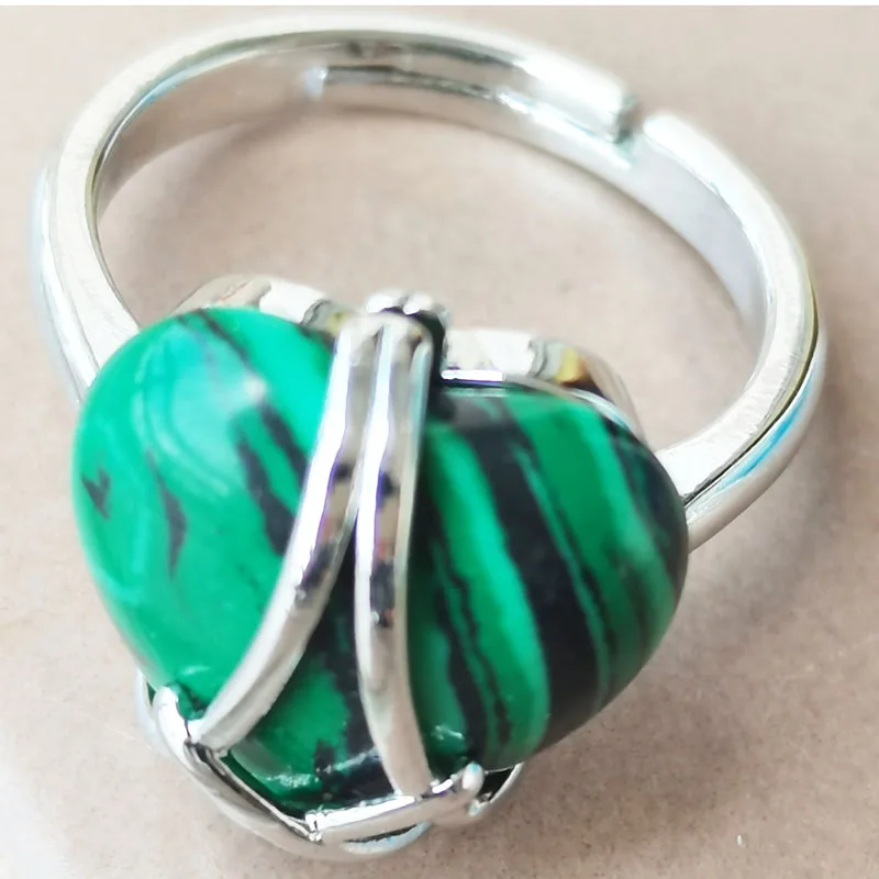 Malachite Heart Bead Ring PWB1074