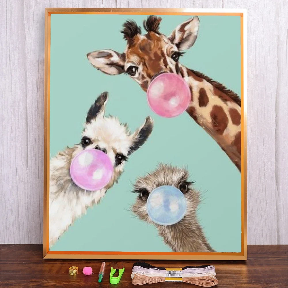 

DIY Cartoon Embroidery Kit Cross Stitch Giraffe Alpaca Needlework Handmade Sewing Art Craft Painting Home Decor Living Room Wall