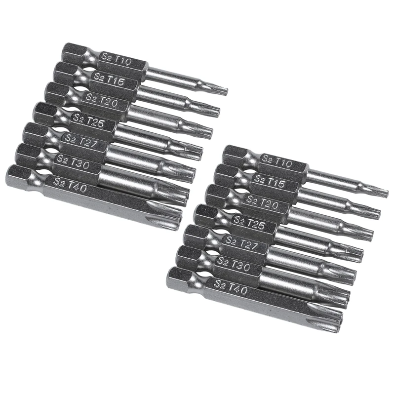 14Pcs Set Star Bit Screwdriver Drill Bits Screw Driver Magnetic 1/4Inch Hex Shank Hand Tools Five-Pointed Star Bore Hole