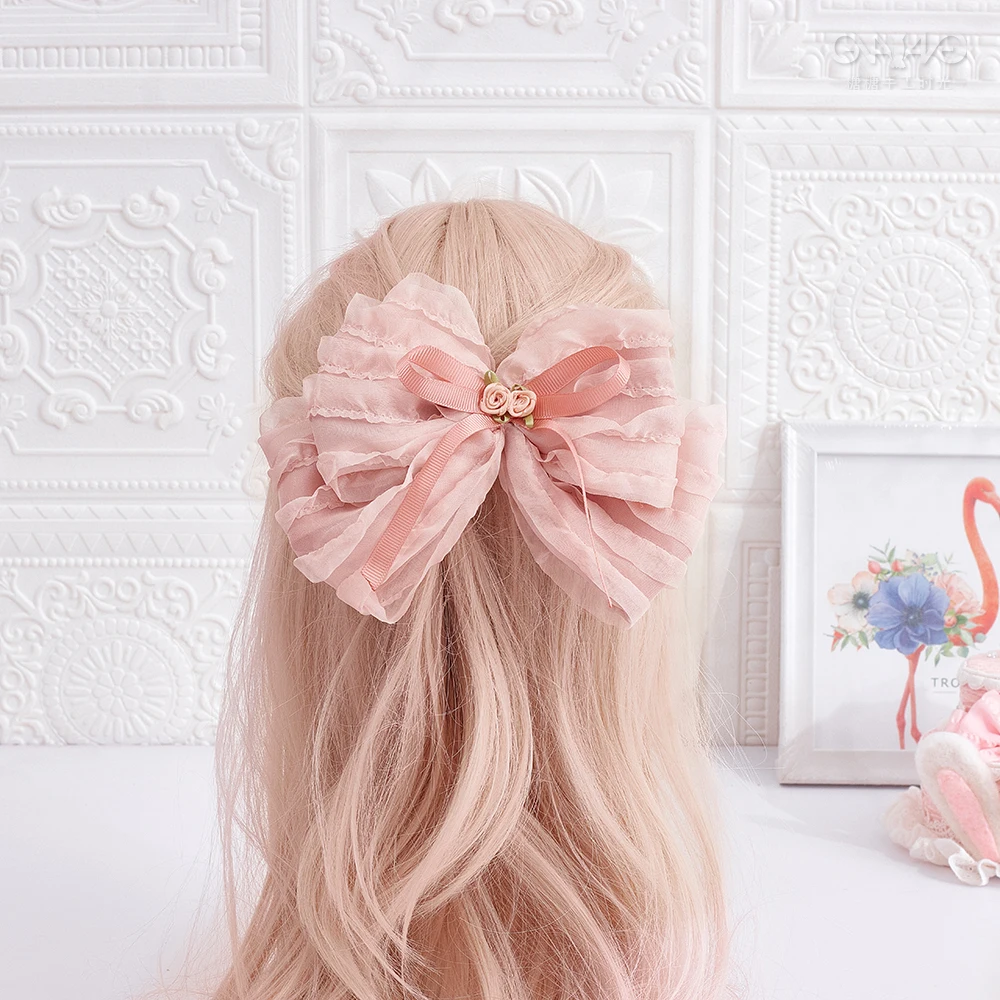 Original Rimu Poetry Spring handmade small objects pink ballet style edge with KC bow hair accessories woman