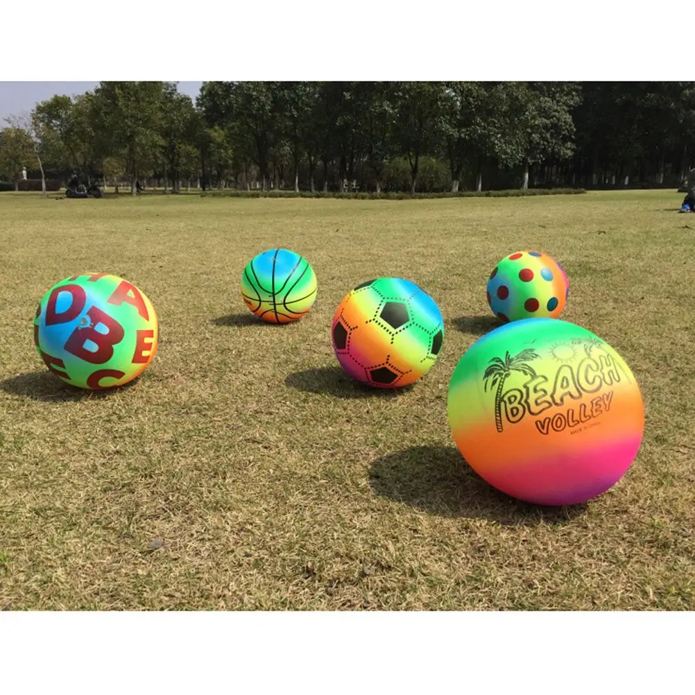 3 Pcs Rainbow Ball Bright Toys Sports Play Football Kickball Handball Plastic Ball Children Games Outdoor Activities