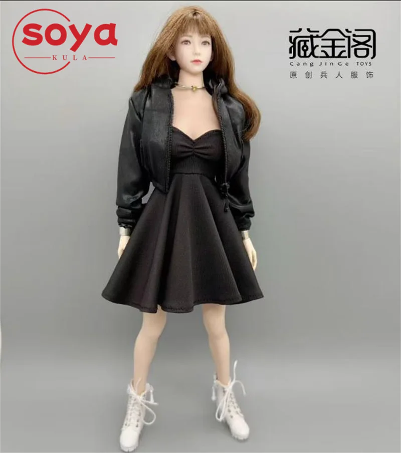 ชุดเดรสแบบไม่มีสายหนัง ขนาด 1/6 พร้อมแจ็คเก็ตหนัง สำหรับตุ๊กตาแอคชั่นฟิกเกอร์ขนาด 12 นิ้ว รุ่น TBL VCD Soldier