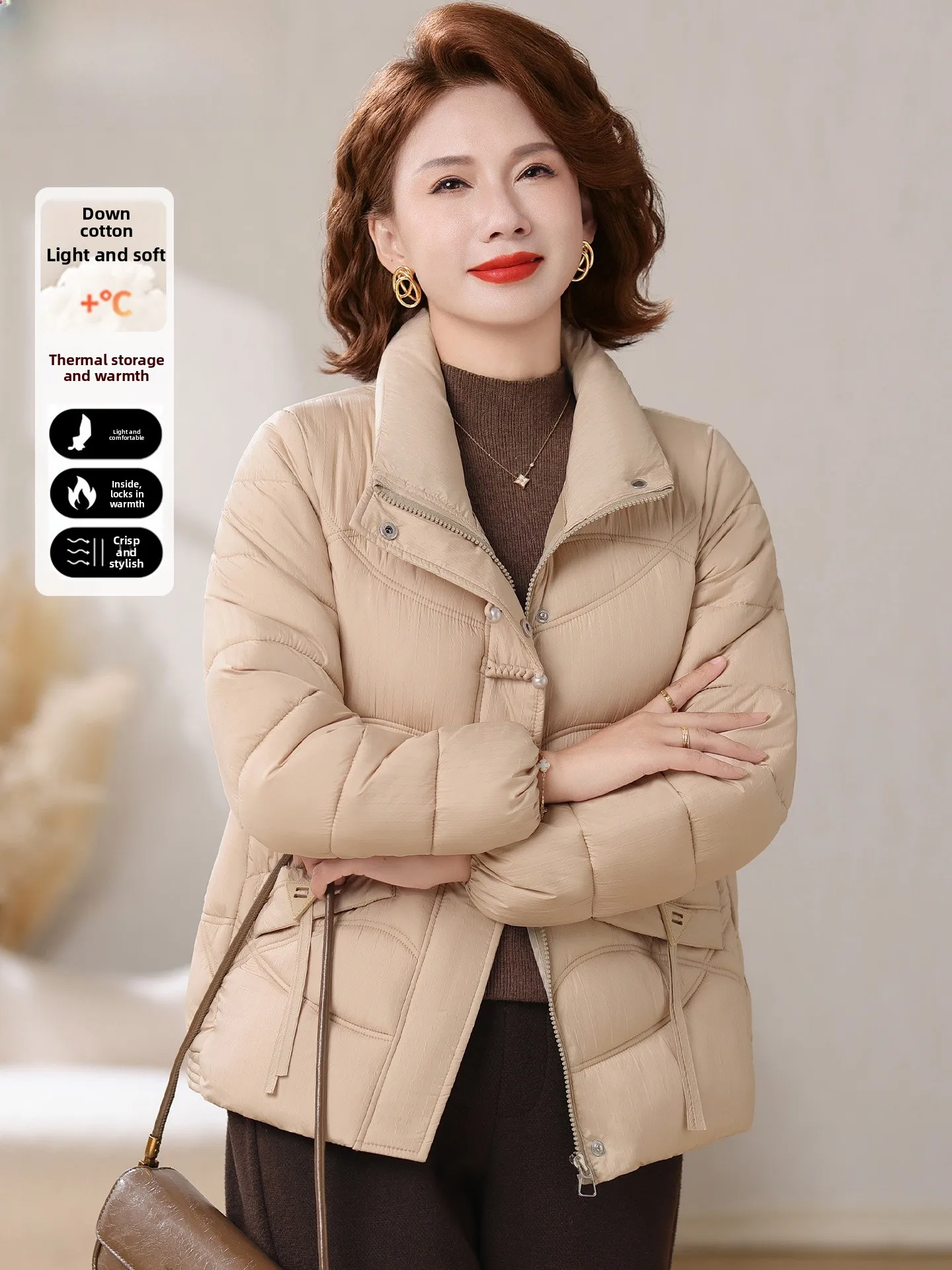 

Утепленная хлопковая куртка для женщин среднего и старшего возраста, а также для невысоких мам, теплая утолщенная версия.