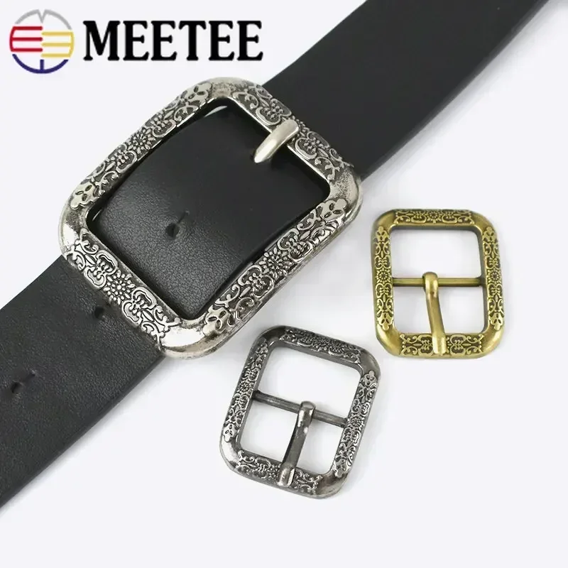 Meetee 2/5Pcs 20/35mm Vintage Ancient Silver Brass Belt Buckles Metal Pin Buckle Head Leather Band Clasp Decoration Accessories