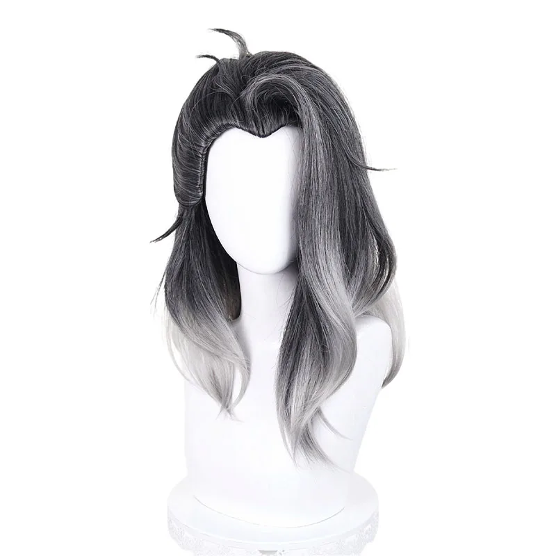 Game VALORANT Fade Cosplay Wig Black White Long Synthetic Hair Earrings For Women Men Halloween Costume Party Carnival Props view 2