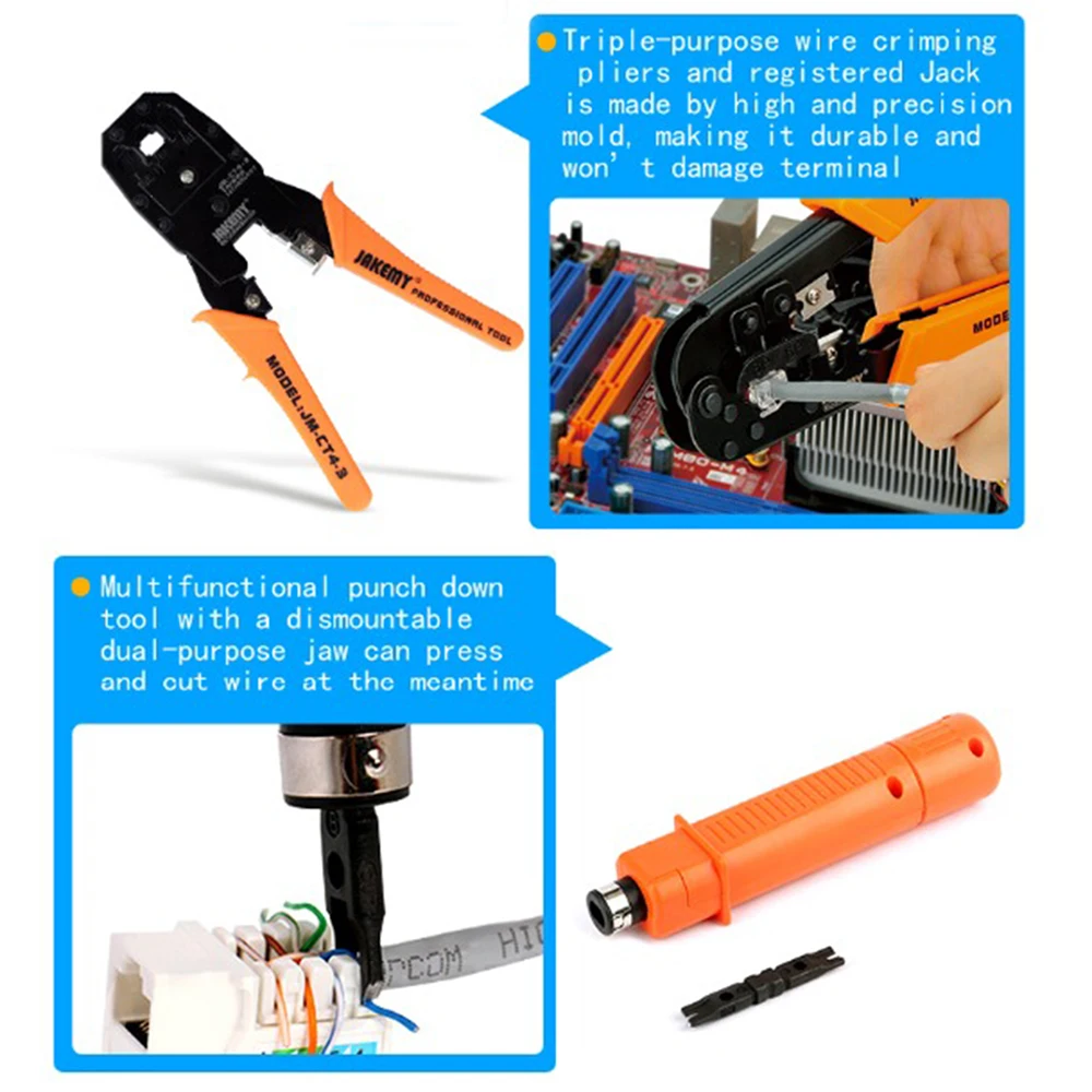 17 in 1 Electronic Repair Tool Kit with RJ45 RJ11 LAN Networking Tester Network Cable Tracker Plier Crimp Clamp Multimeter Set