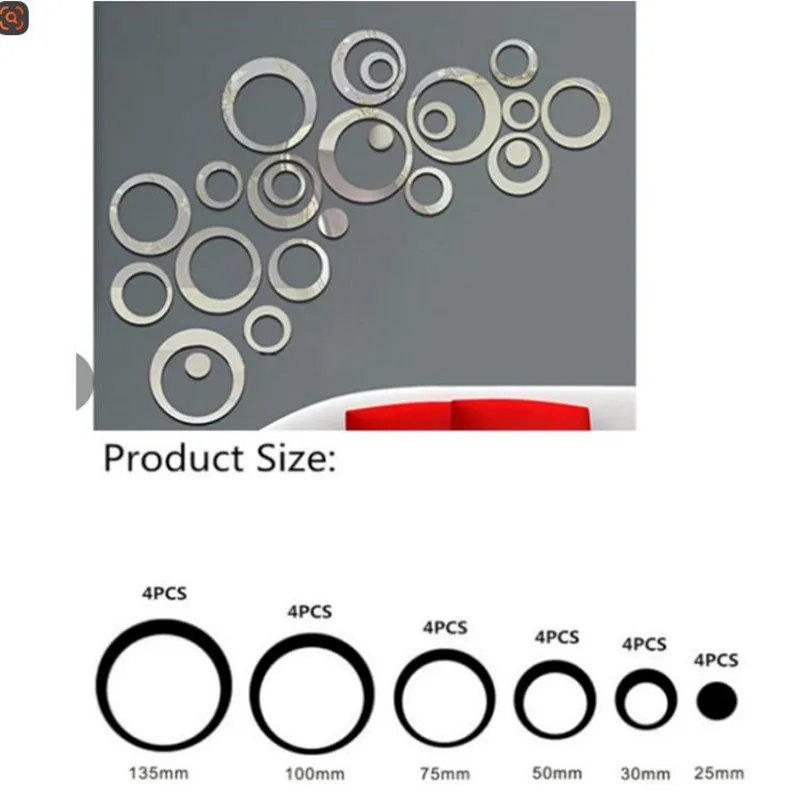 24 قطعة مرآة دائرية ملصقات جدار ذاتية اللصق الاكريليك الشارات DIY بها بنفسك مكتب غرفة المعيشة ديكور غرفة نوم الفن مرآة خلفية #5