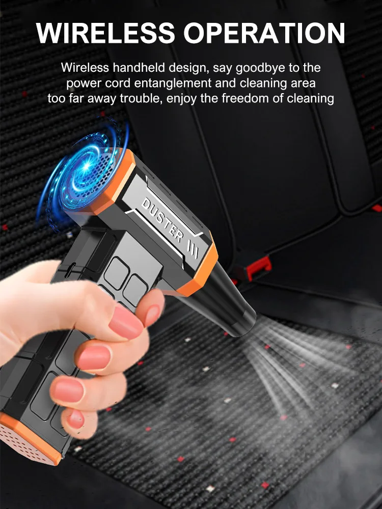 130000RPM Car Wash Air Gun Turbo Jet Fan Electric Air Duster Portable Pressure Washer Rechargeable Cleaning Tool Car Accessories