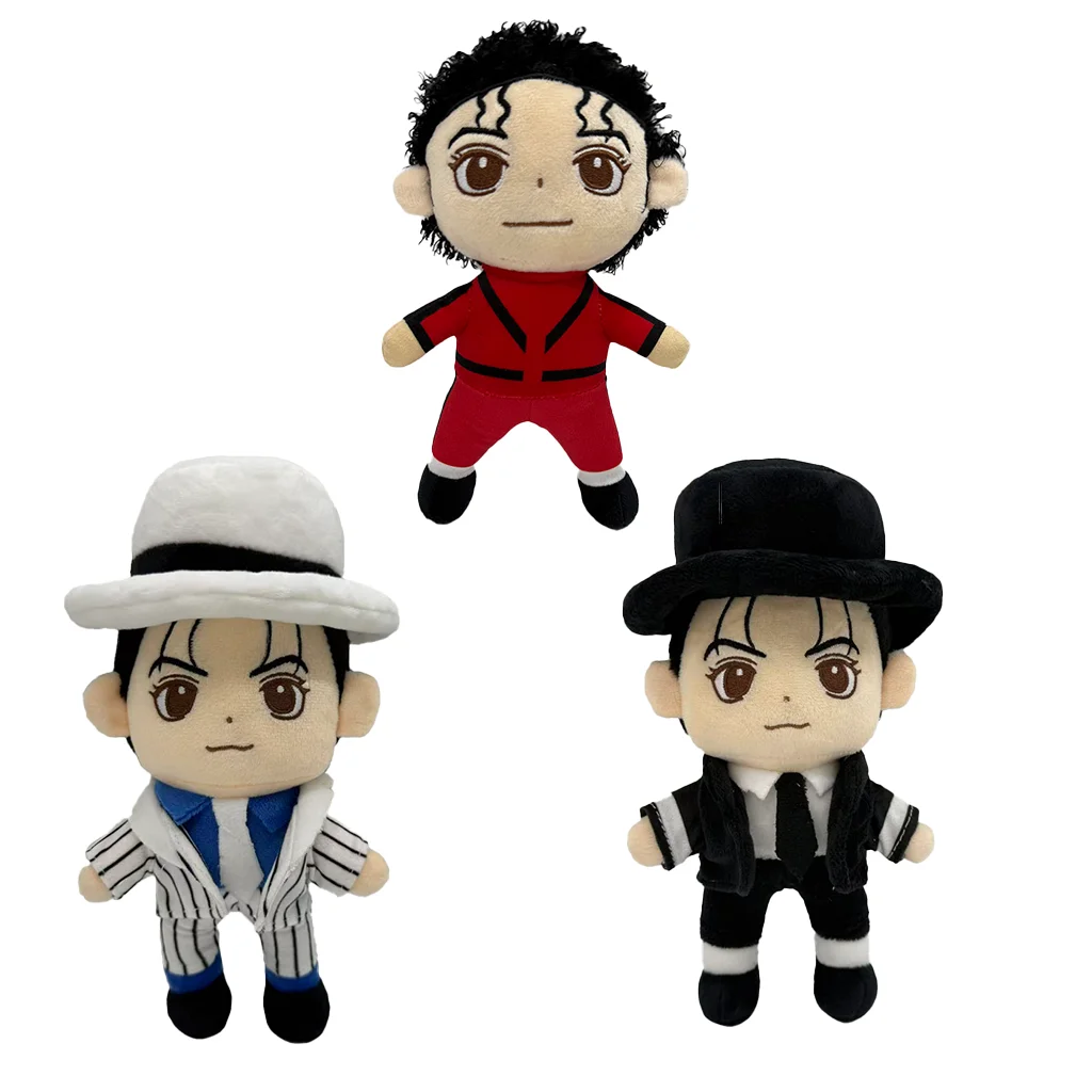 

24CM Movie Michael Plush Doll Salute Michael Path To Stardom Stuffed Doll Cute Classic White Stripe Suit Black Suit Plush Toy