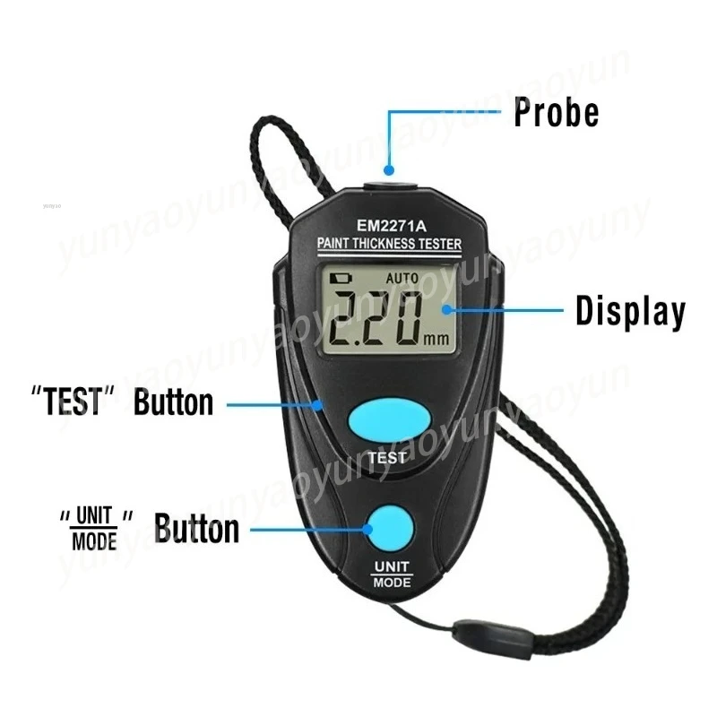 EM2271A Handheld Paint Film Thickness Gauge, Automotive Paint Thickness Gauge, Portable Tool