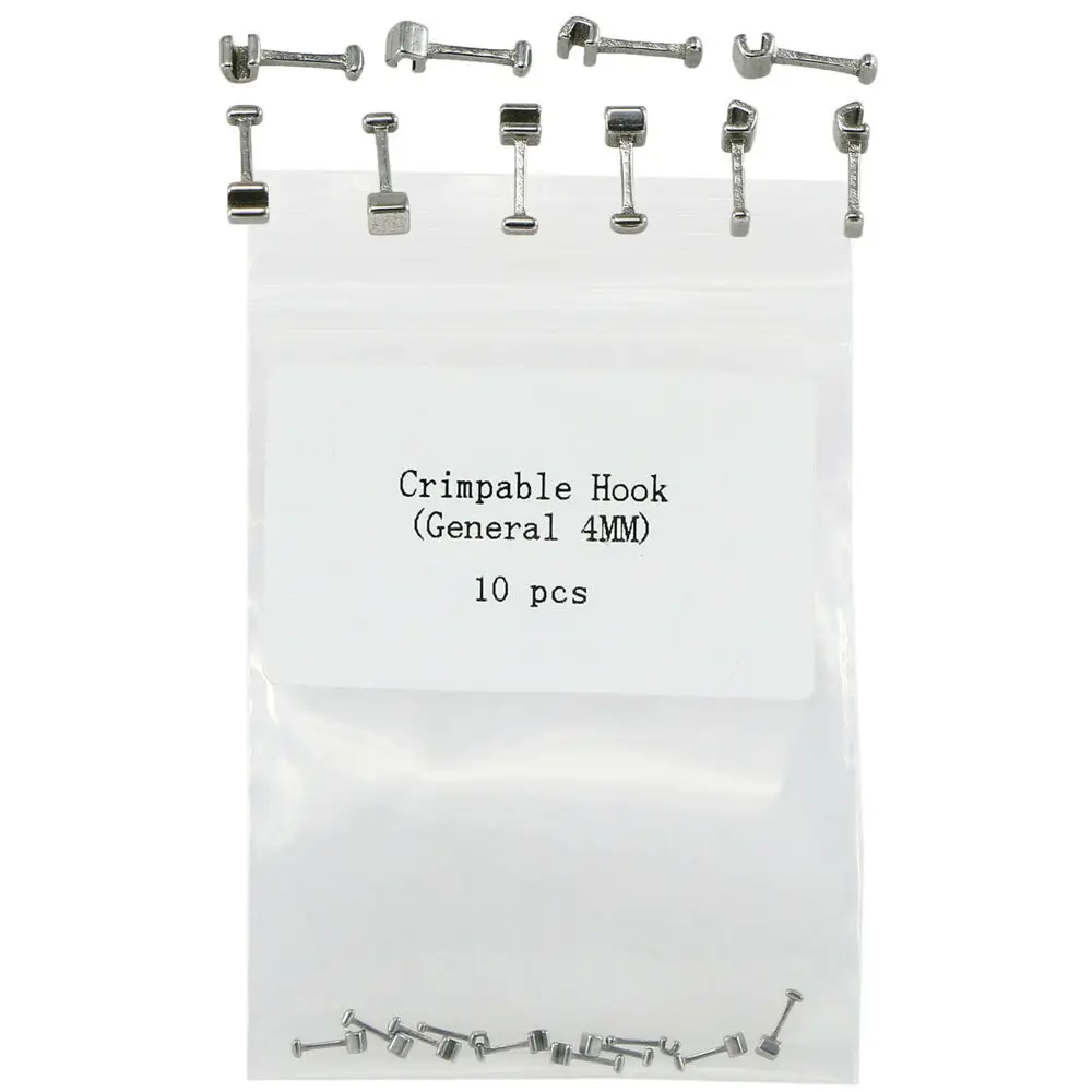 100 Pcs Dental Orthodontic Crimpable Hook Short Stainless Steel Square 4.0mm