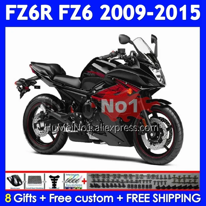 Body For YAMAHA FZ 6R FZ-6R FZ6 FZ6N 372No.35 FZ6R 09 10 11 12 13 Gloss black 14 15 2009 2010 2011 2012 2013 2014 2015 Fairing