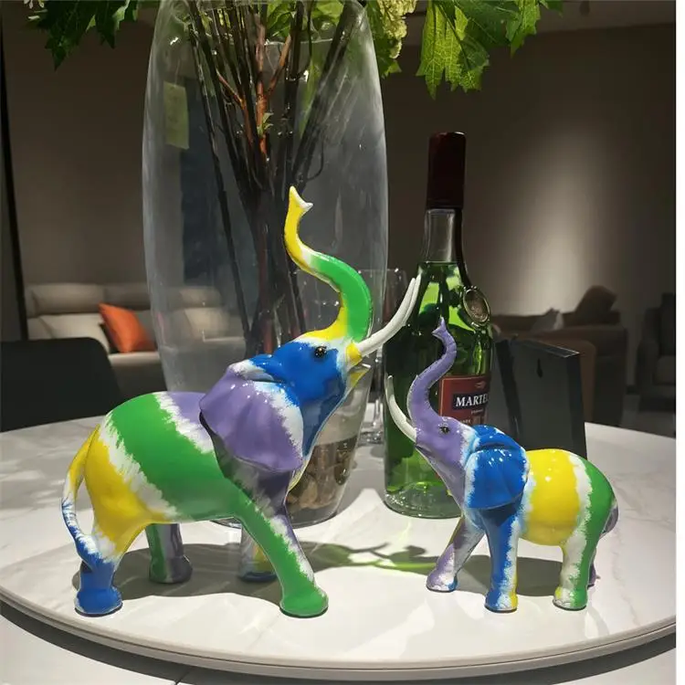 

Creative Colorful Elephant Decorations Home Living Room Entrance Wine Cabinet Decorations Resin Crafts