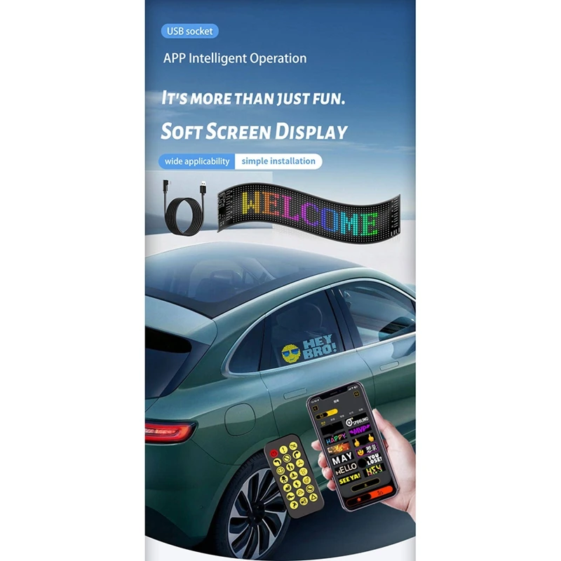 Led Matrix Display Car Panel Flexible Pixel Programmable Scrolling Advertising DIY Animation Text Matrix Panel RGB 16x32-A21R