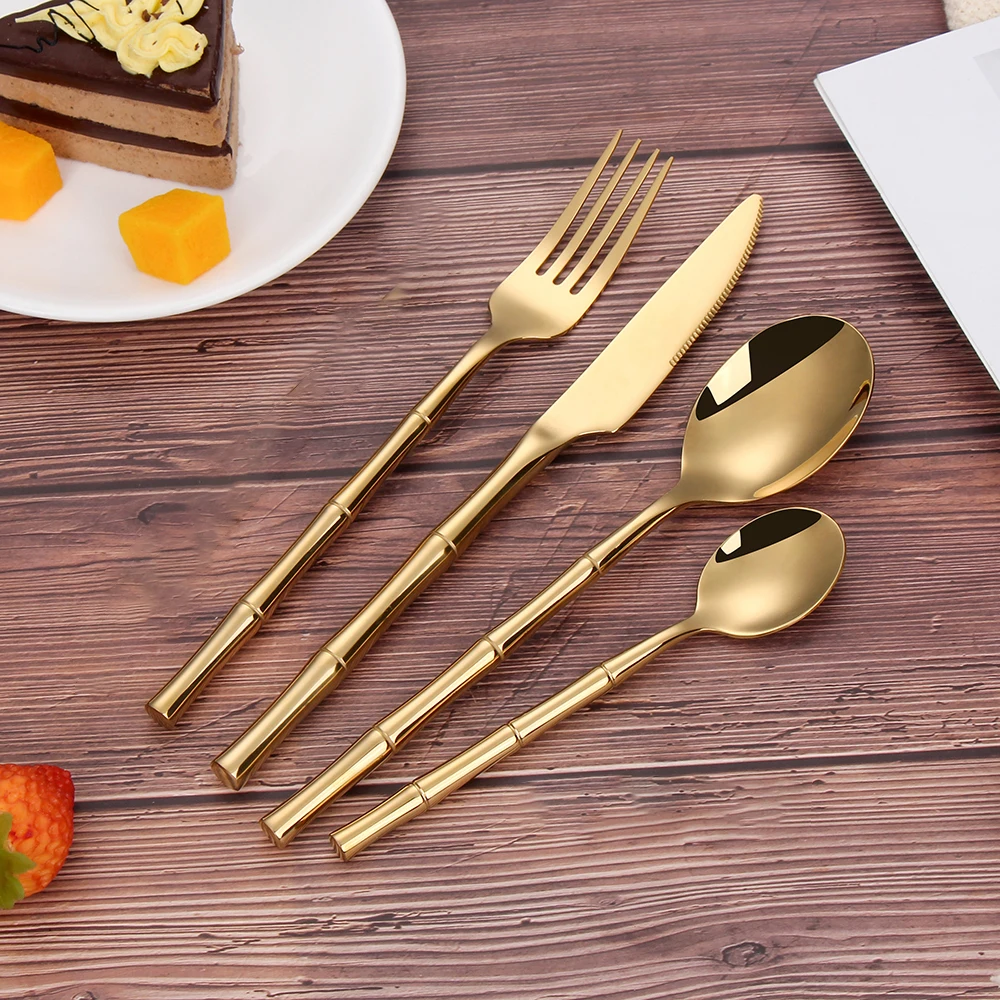 Silver Cutlery Set Stainless Steel 304 Tableware Mirror Gold Dinner Set Western Knife Fork Spoon 4Pcs 8Pcs 12Pcs 16Pcs Flatware