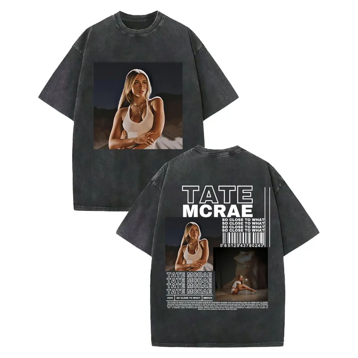 

Vintage Washed Tate McRae Album Poster Graphic T Shirts Fashion Hip Hop Short Sleeve T-shirt Men Women Casual Cotton T-shirts