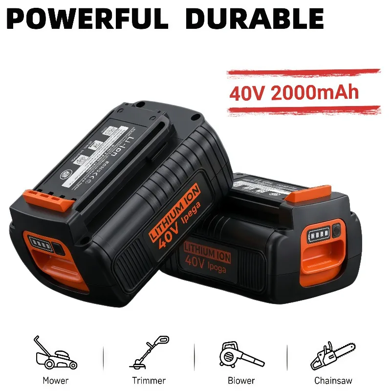 40V2000mAh lithium reactance replacement suitable for lawn mower, hedge trimmer, chainsaw, and lawn mower power supply ..