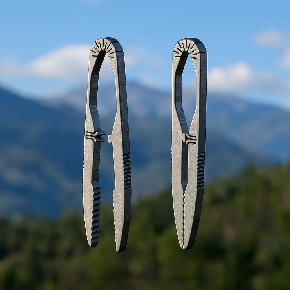 Keychains Emergency Camping Tweezer Small Size Portable Titanium Alloy Tweezer CNC Machining Snap Lock Pocket Tool Camping