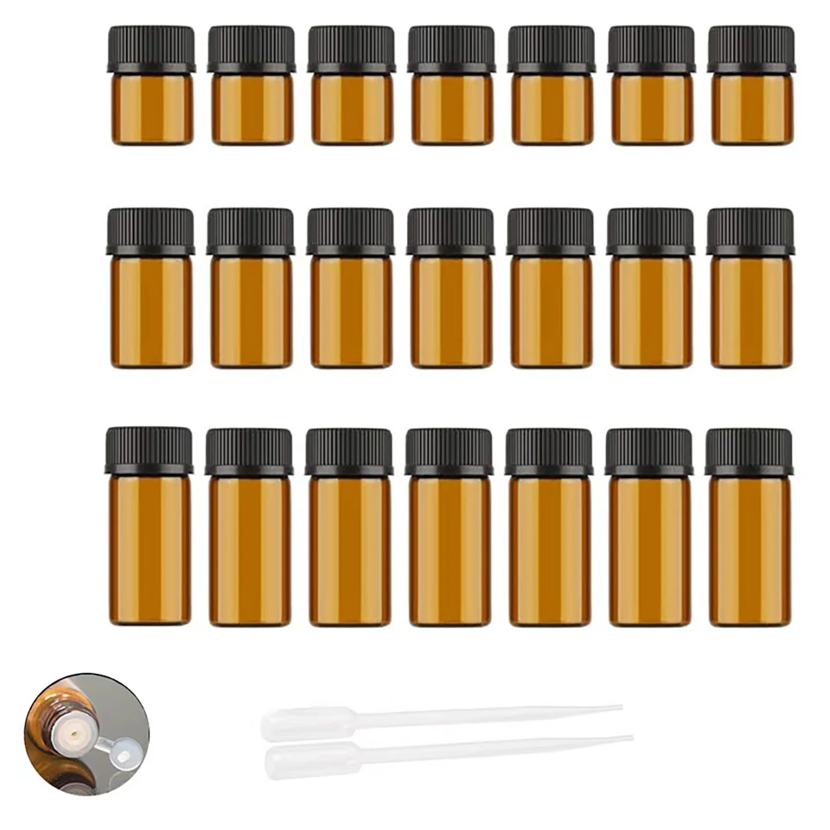 10pcs 3ml 5ml Transparent Amber Small Glass Vials Bottles Brown Sample Laboratory Reagent Containers with Screw Caps Lids