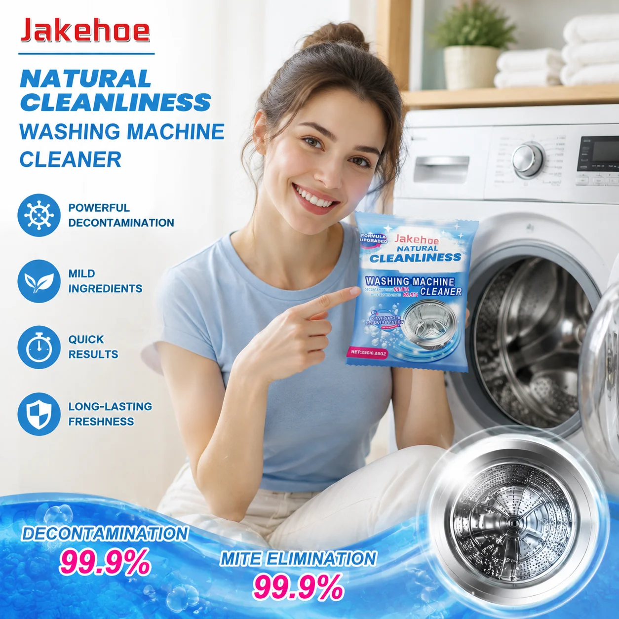 Jakehoe Washing Machine Cleaner Powder Deep Cleaning Stubborn Dirt Dissolving Odor Eliminator Tub Drum Washing Machine Cleaner