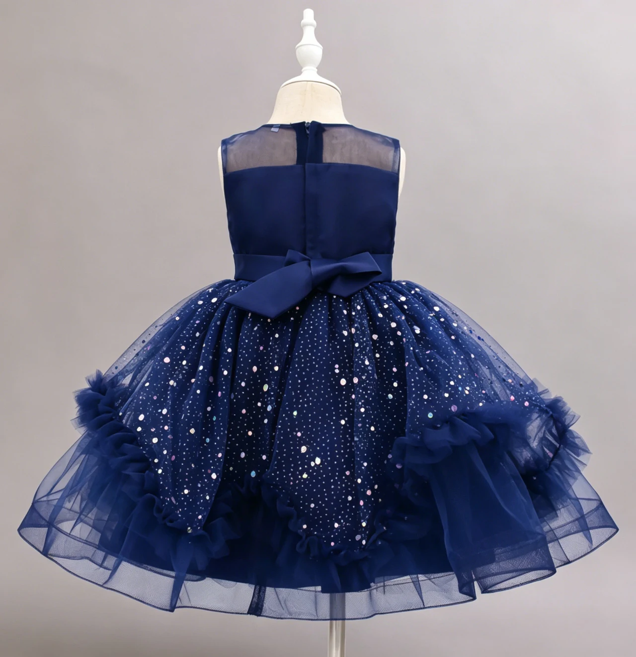 Toddler Girls Lace Flower Dress Short Sleeve Bow Sash Tiered Tulle Princess Wedding Birthday Pageant Party Formal Gown For 2-10Y