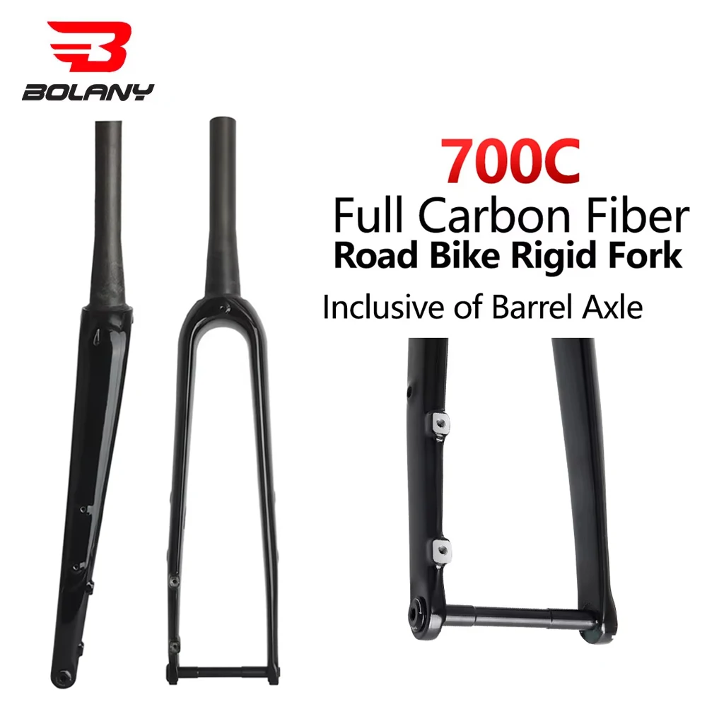 

BOLANY 700C полностью карбоновая вилка для шоссейного велосипеда, коническая, легкая, 550 г, сквозная ось, 12X100 мм, дисковый тормоз, глянцевый черный